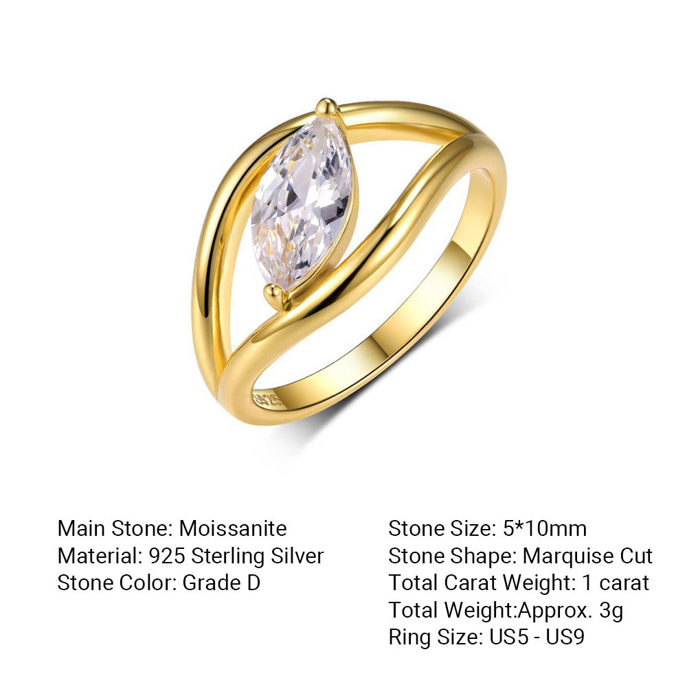 Marquise Moissanite Ring | Geometric Bypass