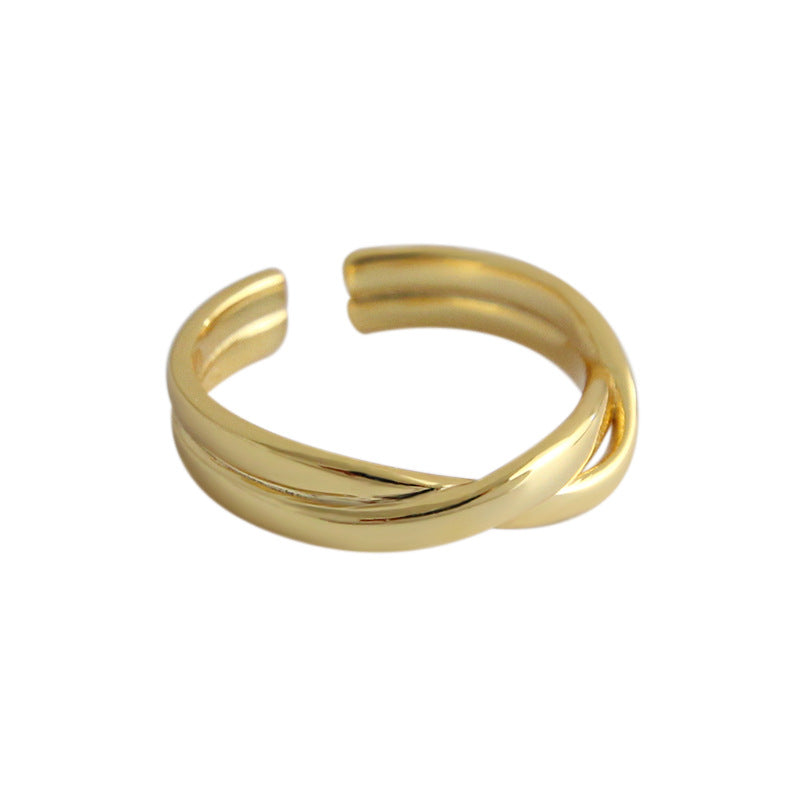 Ins Lines Cross Twisted Adjustable Ring