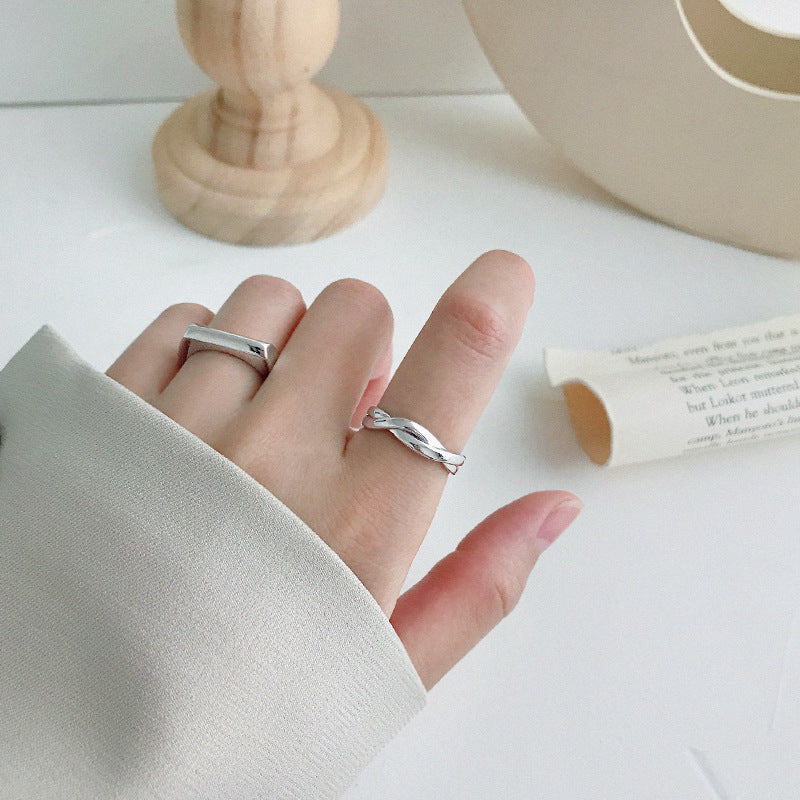 Ins Lines Cross Twisted Adjustable Ring