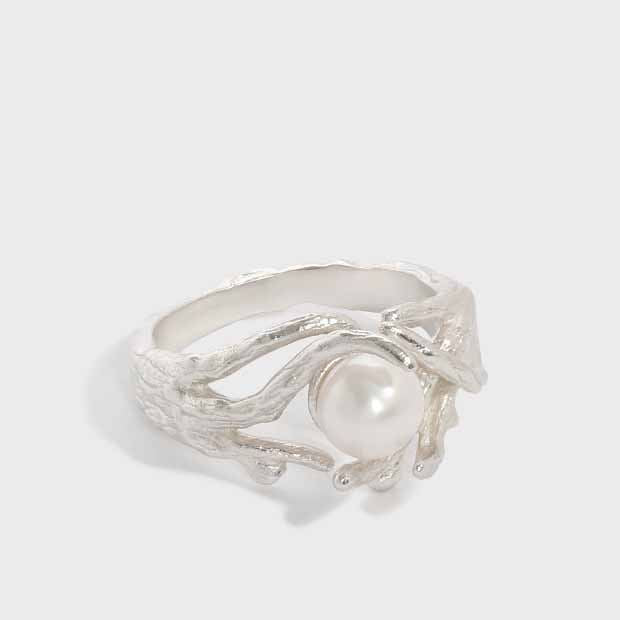 Natural Pearl Ring | Elegant Irregular Silver Design