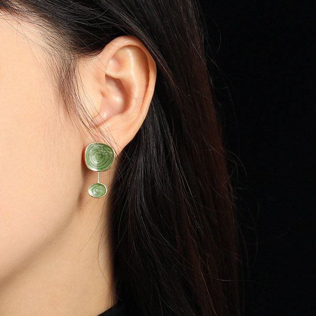 Green Epoxy Earrings