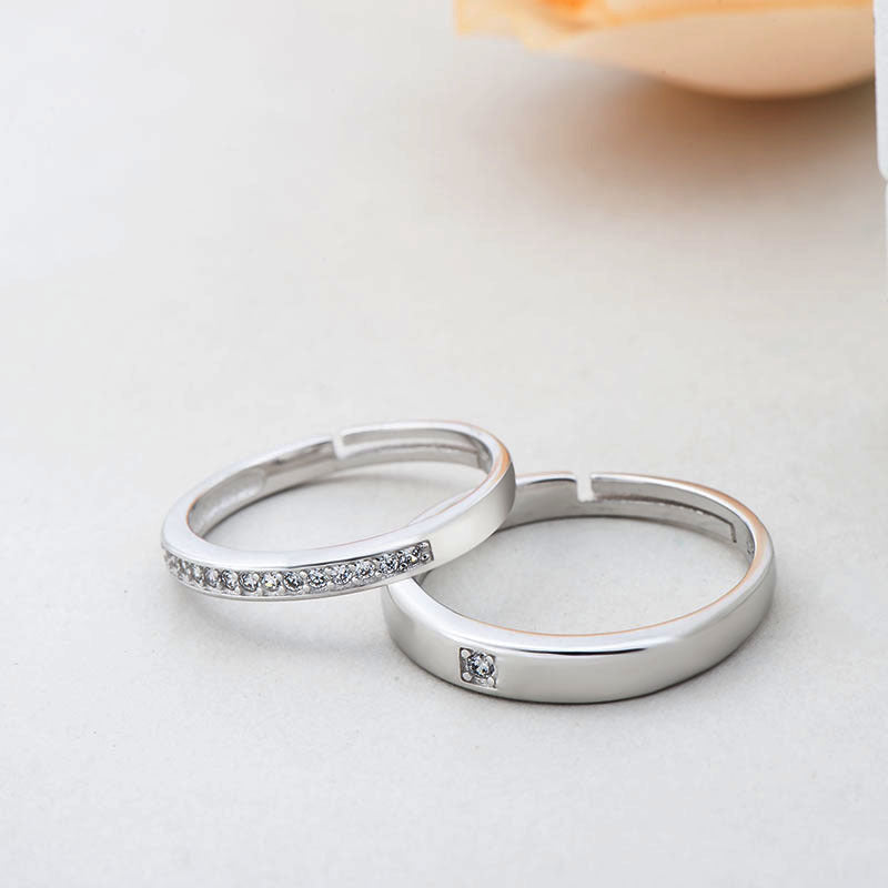 Minimalist CZ Lines Ring | Adjustable 925 Sterling Silver