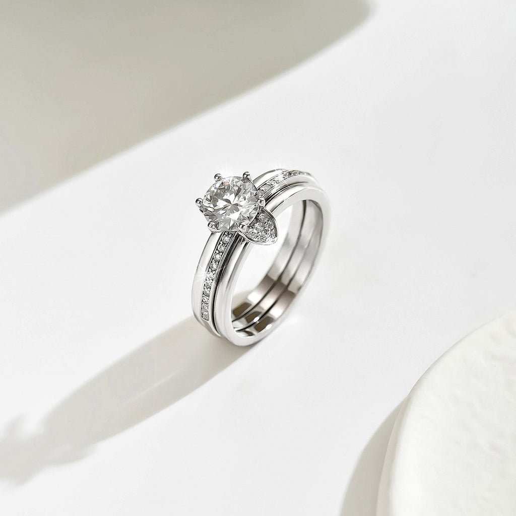 Moissanite Bridal Ring Set | Three Band