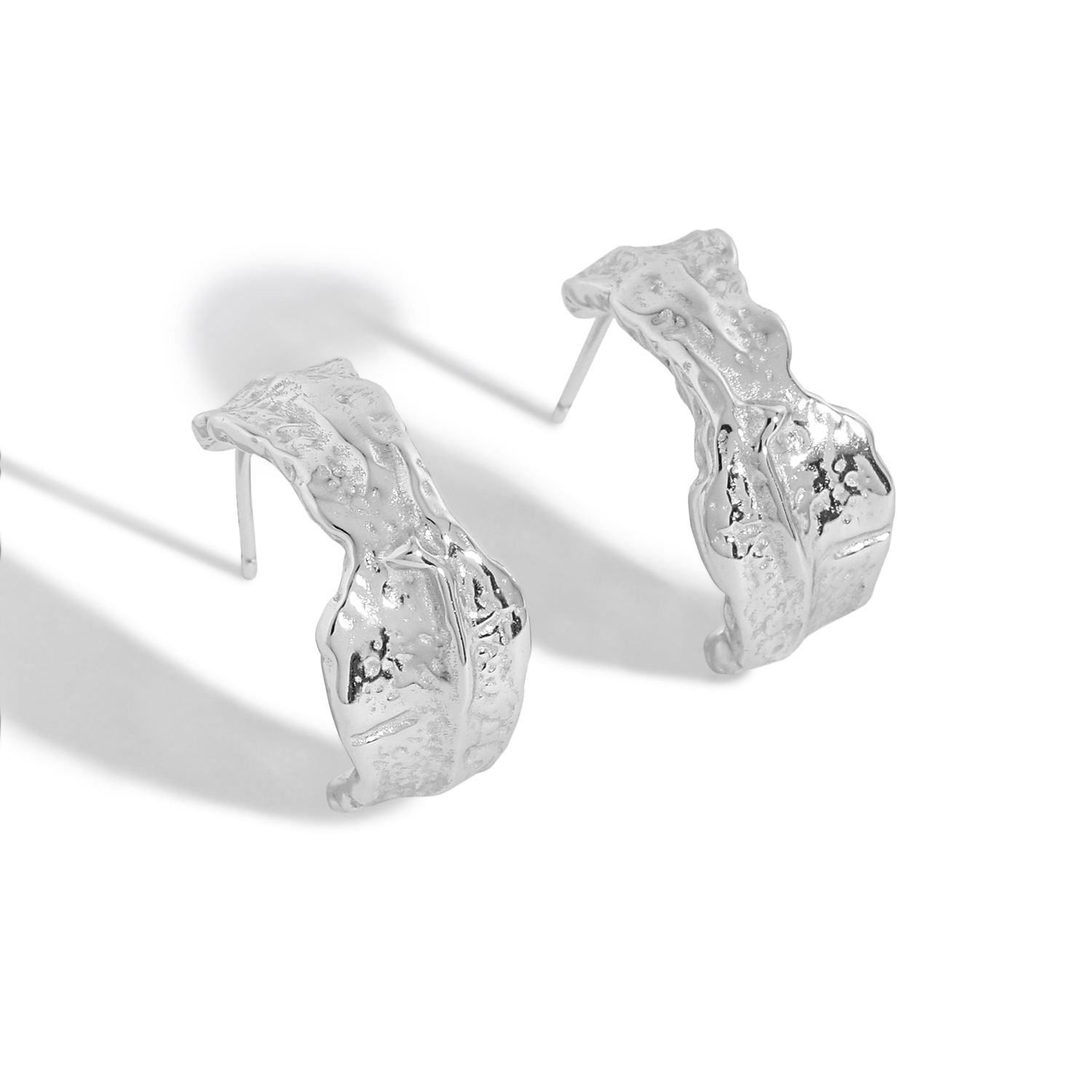 Irregular Tinfoil C Shape Stud Earrings