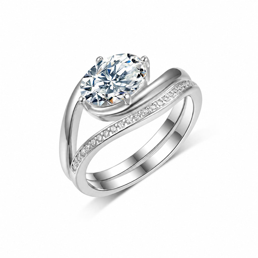 Oval Moissanite Ring Set | Stackable Design