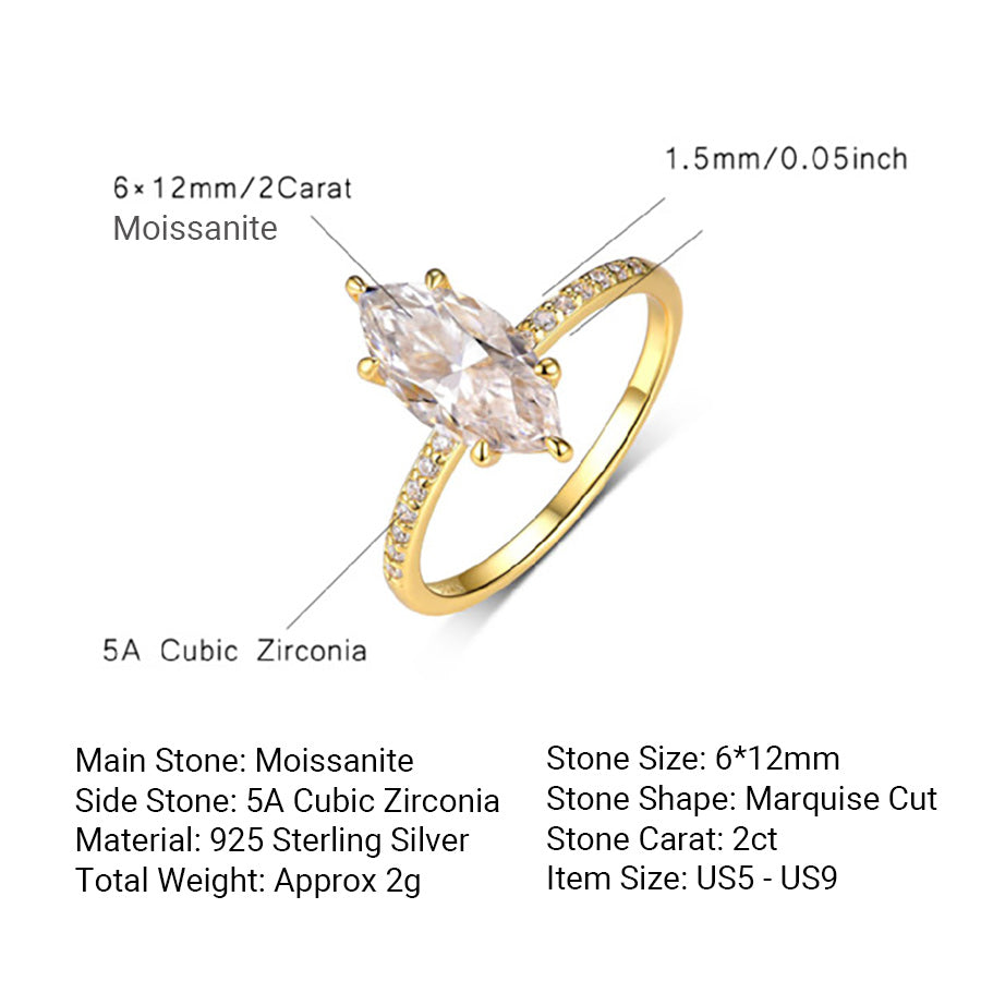 Geometric Moissanite Ring | Marquise Cut