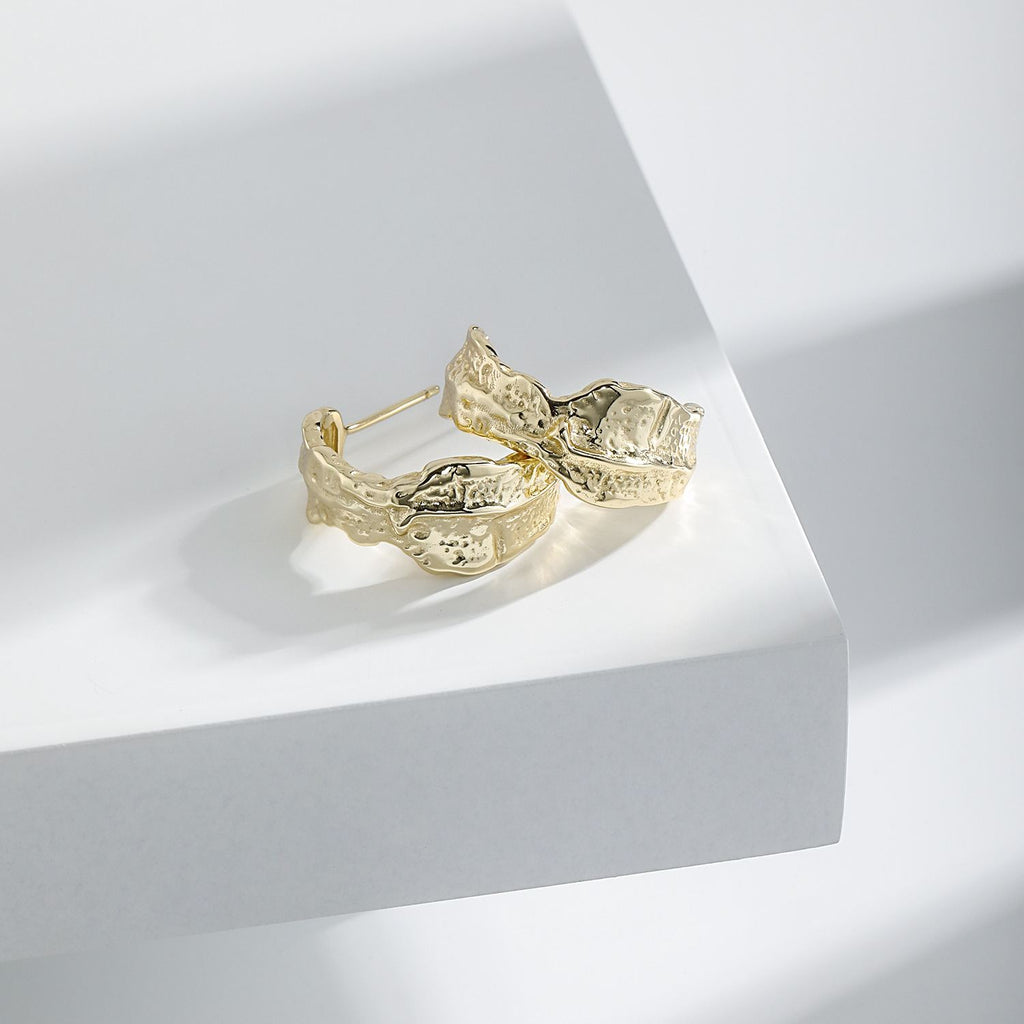 Irregular Tinfoil C Shape Stud Earrings