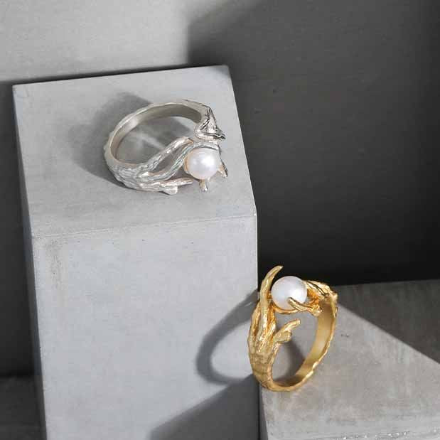 Natural Pearl Ring | Elegant Irregular Silver Design