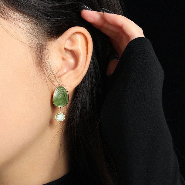 Green Epoxy Earrings