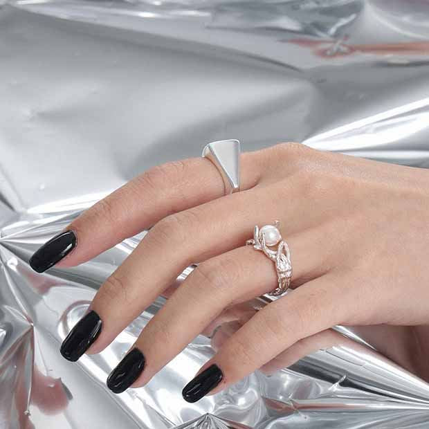 Natural Pearl Ring | Elegant Irregular Silver Design