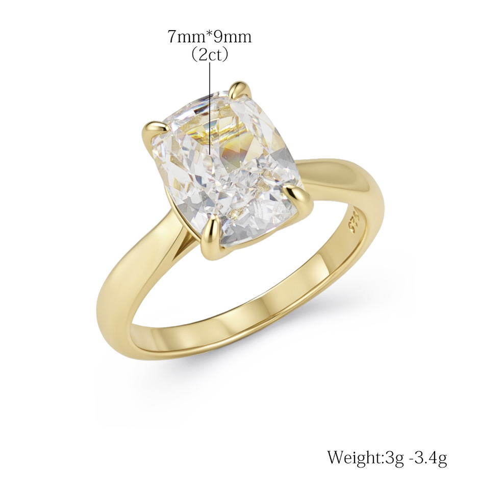 Rectangular Crystal Ring | Ice Cut