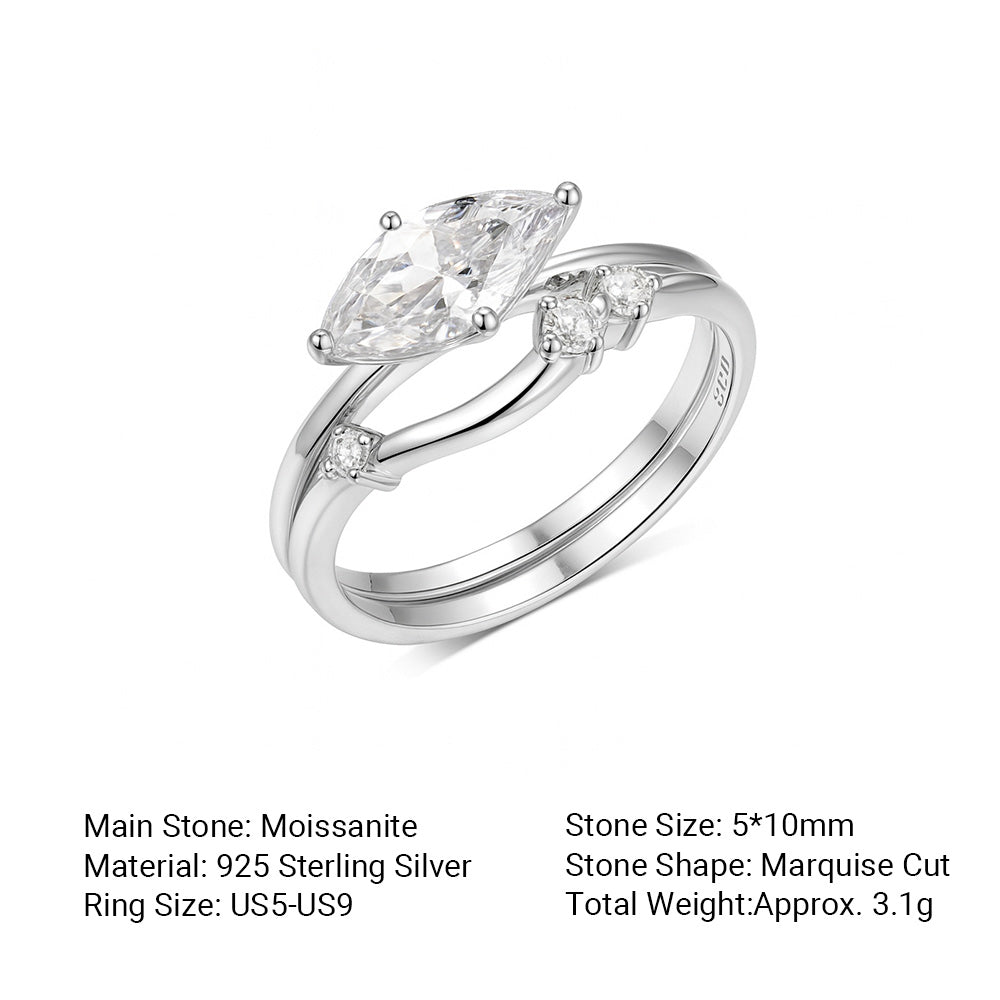 Moissanite Double Band Ring | Layered Band
