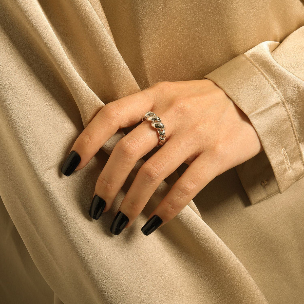 Rope Ring – adjustable twisted rope ring in 925 sterling silver, view 2
