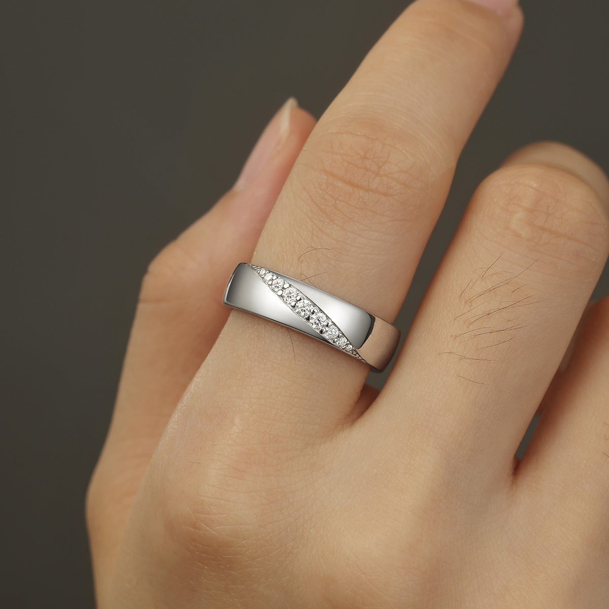 Wide Band Moissanite Ring | Geometric