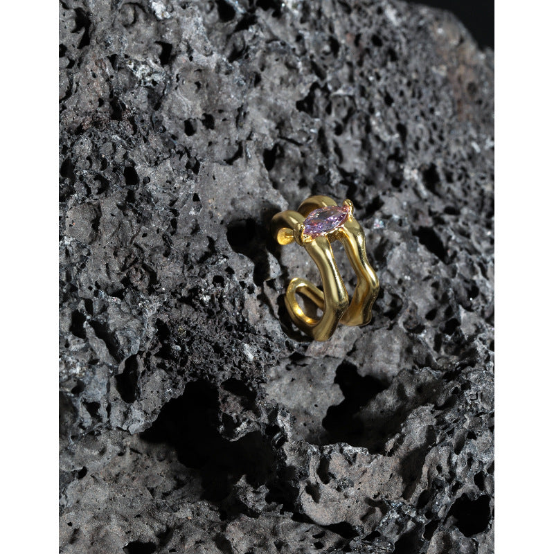 Oval Double Layer Non-Pierced Earring(Single)