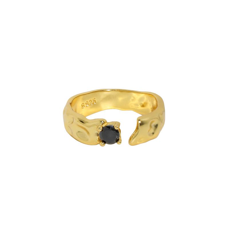 Black CZ Ring | Irregular 925 Sterling Silver Design