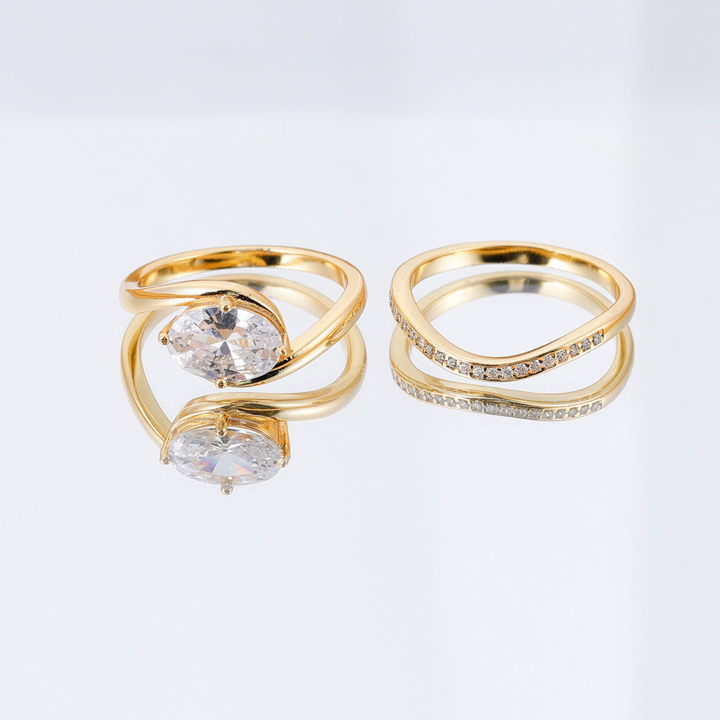 Oval Moissanite Ring Set | Stackable Design