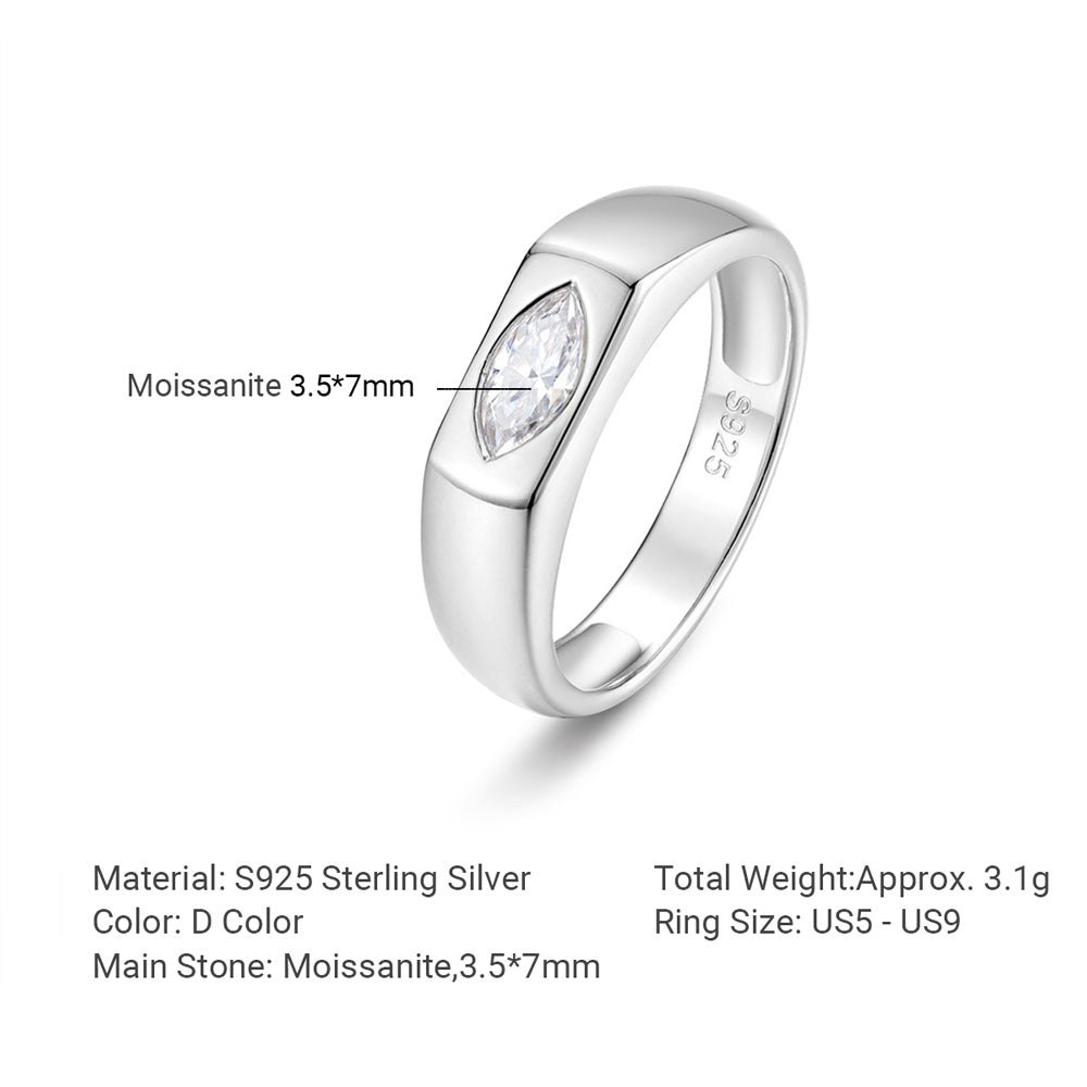 Marquise Moissanite Signet Ring | Minimalist