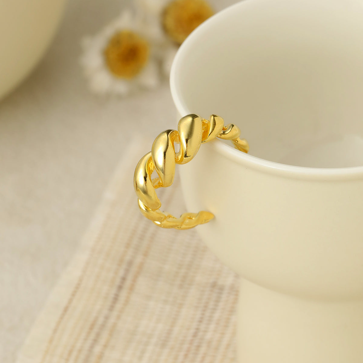 Rope Ring – adjustable twisted rope ring in 925 sterling silver, view 8