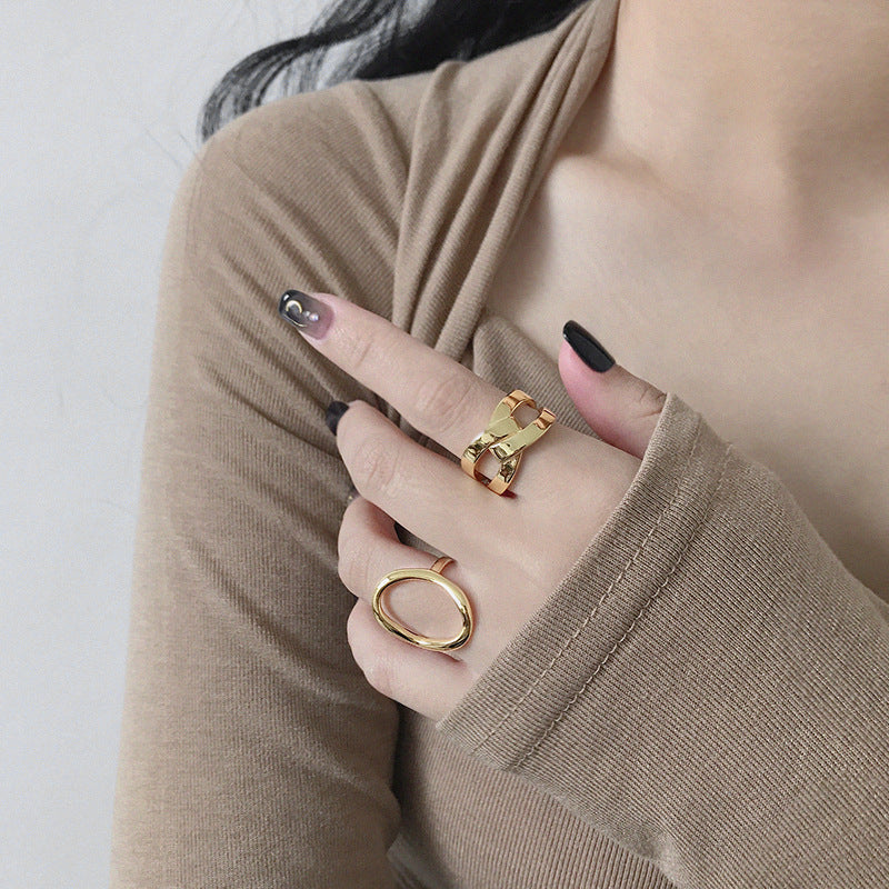 X Shape Wide Cross Ring