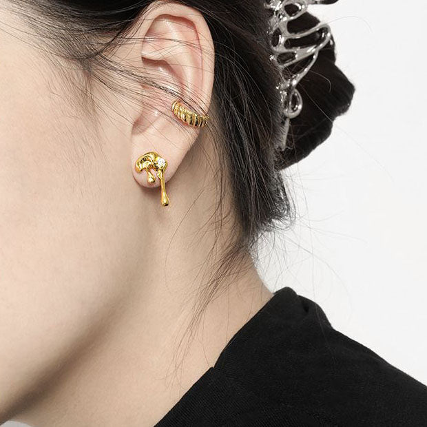 Asymmetry Irregular Lava Dangling Earrings