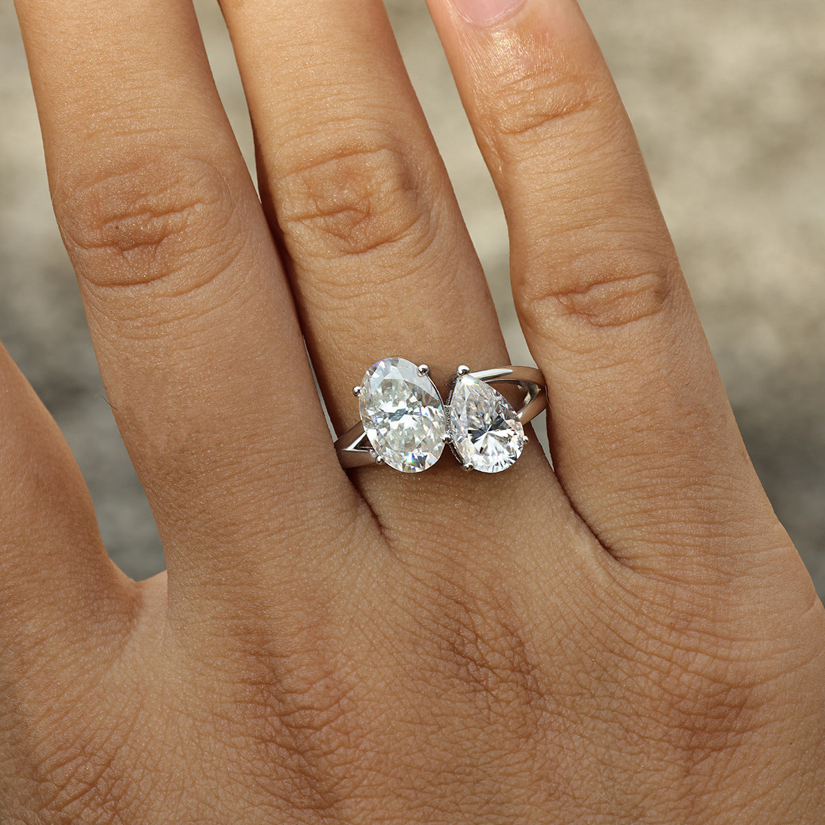 Two Stone Moissanite Necklace | Asymmetrical