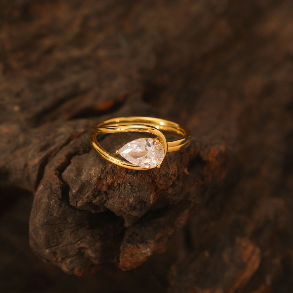 Pear Bypass Ring – 1.5ct pear-cut moissanite bypass ring in 925 sterling silver, view 2