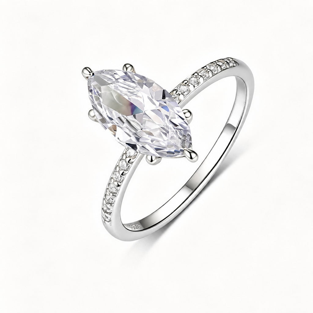 Geometric Moissanite Ring | Marquise Cut