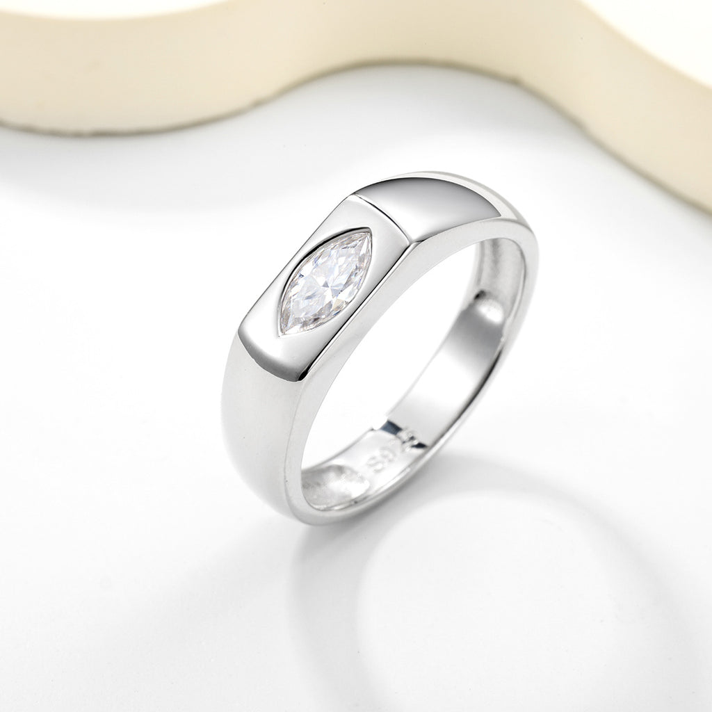 Marquise Moissanite Signet Ring | Minimalist
