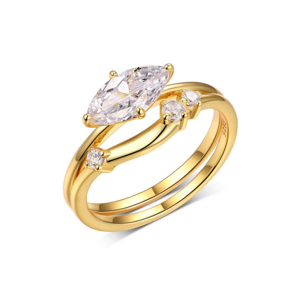 Moissanite Double Band Ring | Layered Band