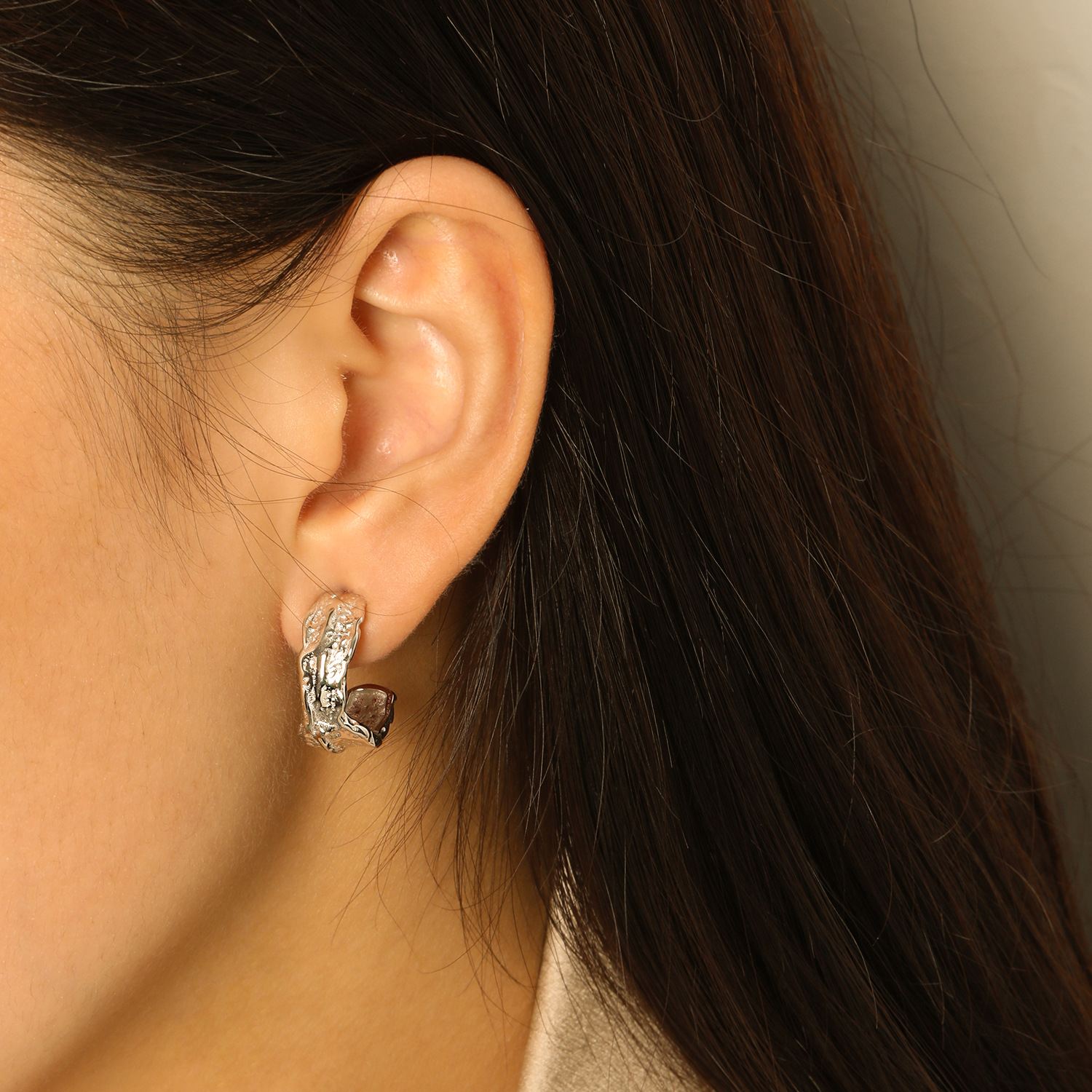 Irregular Tinfoil C Shape Stud Earrings