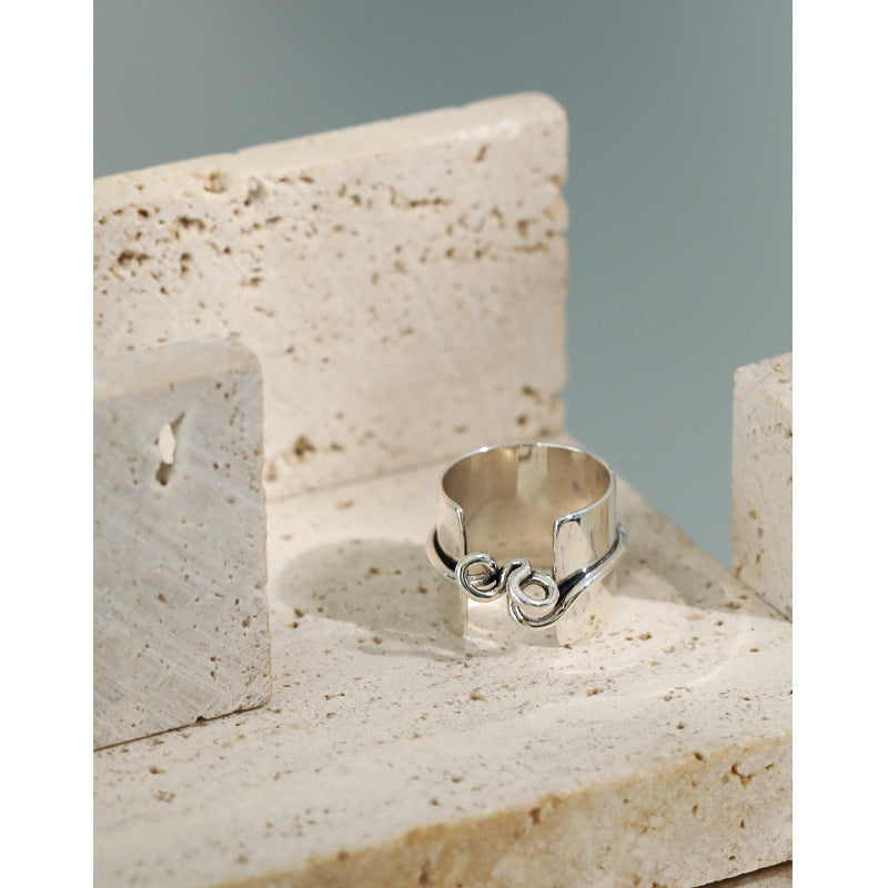 Knot Ring – wide knot ring with vintage finish in 925 sterling silver, view 2
