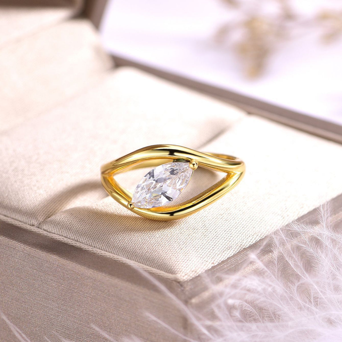 Marquise Moissanite Ring | Geometric Bypass