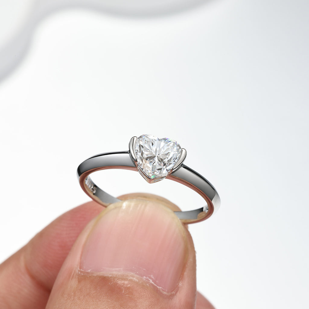 Heart Moissanite Ring | D Colour