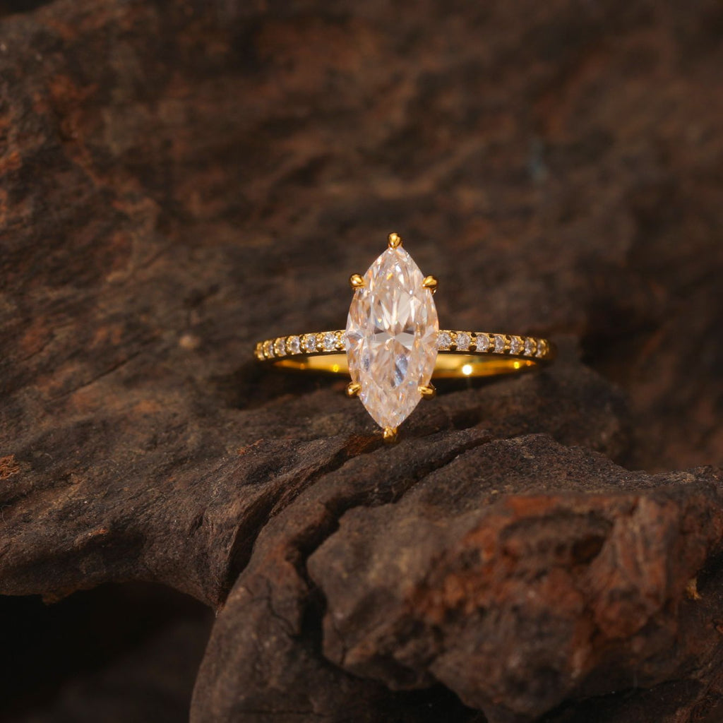 Geometric Moissanite Ring | Marquise Cut
