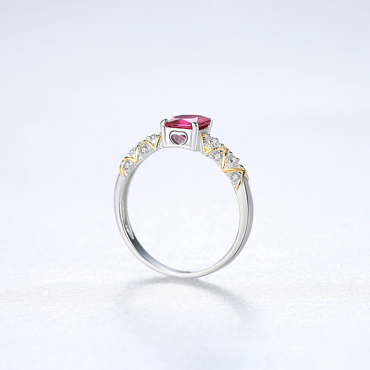 Little Square Ring – rhodium-plated 925 sterling silver ring with a 5mm square cubic zirconia, view 5