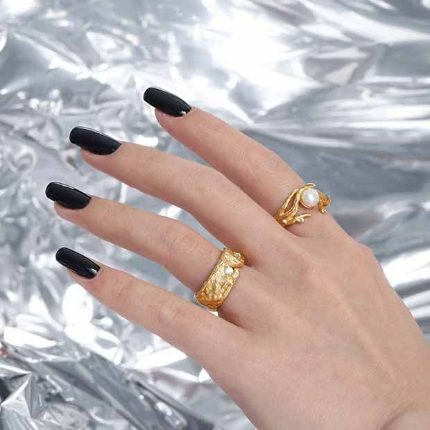 Natural Pearl Ring | Elegant Irregular Silver Design