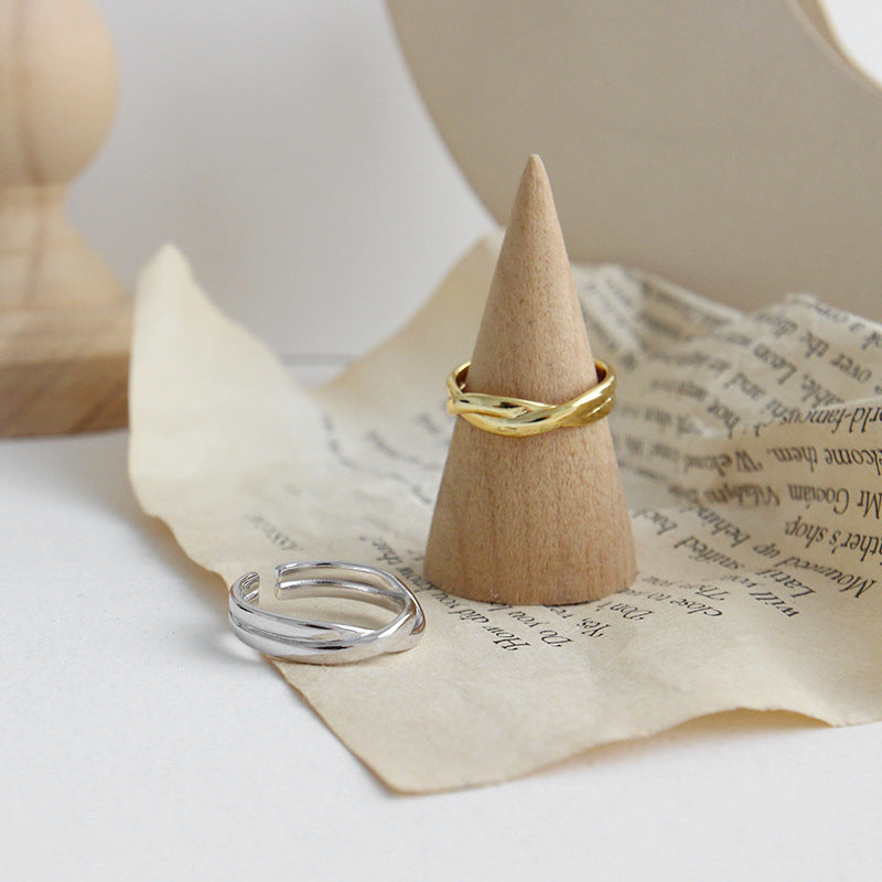 Ins Lines Cross Twisted Adjustable Ring