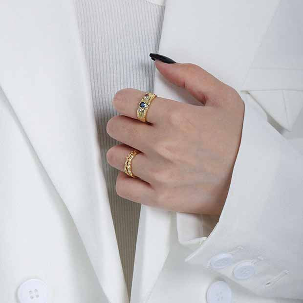 Confetti Ring – adjustable 925 sterling silver ring set with colourful cubic zirconia stones, view 4